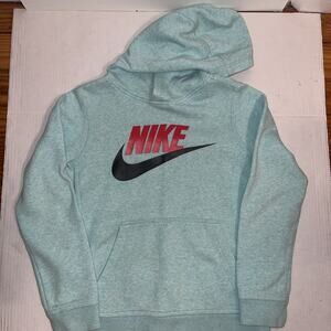 Nike Sportswear Club Fleece Big Kids’ Cotton Blue Pullover Hoodie Size Medium